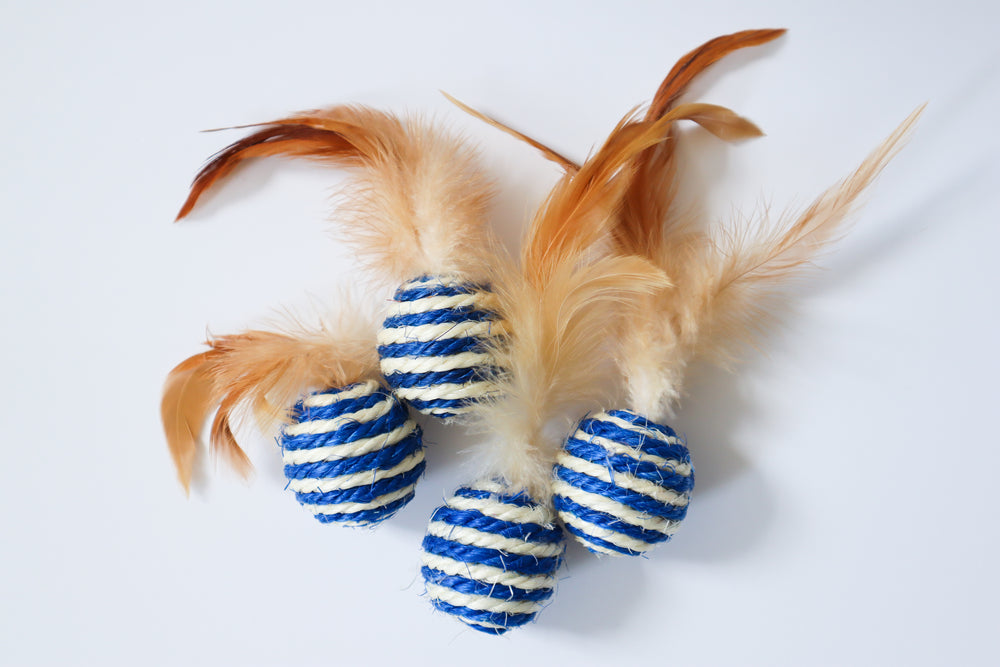Sisal Feather Toy Balls (Set of 4)